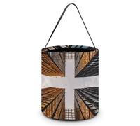 Halloween Trick Or Treat Bucket, Reusable Candy Bag - Foldable Design, Skyscraper Looking Up at Sky Trick Or Treat Bag for Parties, Gift Giving & Holiday