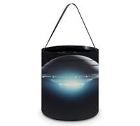 Halloween Trick Or Treat Bucket, Reusable Candy Bag - Foldable Design, Spaceship at Night Trick Or Treat Bag for Parties, Gift Giving & Holiday