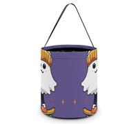 Halloween Trick Or Treat Bucket, Reusable Candy Bag - Foldable Design, The Ghost of Skateboards Trick Or Treat Bag for Parties, Gift Giving & Holiday
