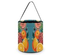 Halloween Trick Or Treat Bucket, Reusable Candy Bag - Foldable Design, Tropical Fruit Paradise Trick Or Treat Bag for Parties, Gift Giving & Holiday