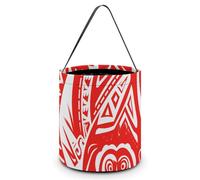 Halloween Trick Or Treat Bucket, Reusable Candy Bag - Foldable Design, White And Red Tribal Pattern Trick Or Treat Bag for Parties, Gift Giving & Holiday
