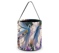 Halloween Trick Or Treat Bucket, Reusable Candy Bag - Foldable Design, White Purple Butterflies Trick Or Treat Bag for Parties, Gift Giving & Holiday