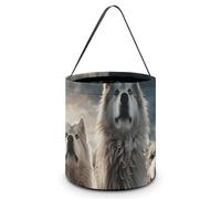 Halloween Trick Or Treat Bucket, Reusable Candy Bag - Foldable Design, Wolf Tribe Trick Or Treat Bag for Parties, Gift Giving & Holiday