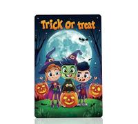 Halloween Trick Or Treat Little Monsters Happy Halloween Garden Outdoor Home Bar Coffee Kitchen Wall Decor Vintage Metal Tin Sign Decor 8x12 Inch
