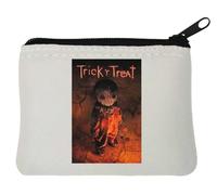 Halloween Trick Or Treat Monster Doll Neoprene Coin Purse Pouch 10x11cm White