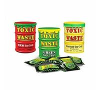 Halloween Trick or Treat Sweets, Candy Mix - Toxic Waste Mix of 3 Tubs with Different Flavours of Red Sour Candy, Green Sour Candy and Yellow Sour Candy