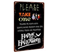 Halloween Trick or Treaters Metal Sign Please Take One Be Kind and Leave Some Behind for the Other Trick or Treaters Vintage Hallowee Home Front Door Wall Decoration 12x16 inch