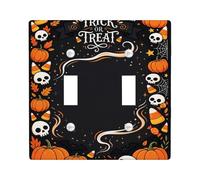 Halloween Trick or Treats Quote Pumpkins Double Light Switch Cover Plate