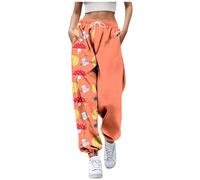 Halloween Trousers for Womens High Waisted Joggers Cinched Bottom Design Flared Leggings Bootcut Workout Athletic Yoga Kawaii Cute Cartoon Seasonal Celebrations Orange