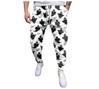 Halloween Trousers Men's Jogging Bottoms Men's Stretch with Elastic Band Training Trousers with Drawstring and Horrible Printed Casual Trousers Leg RCA Bottom Sports Trousers Lightweight Fabric