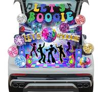 Halloween Trunk or Treat Car Decoration Kit, 70s Let's Boogie Disco Ball Hanging Swirls Banner Photography Party Supplies for Halloween Outdoor 70s Disco Party Decoration