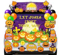 Halloween Trunk or Treat Car Decorations Kit Christian Religious Jesus Pumpkin Car Church Trunk or Treat Decorations for SUV Religious for Outdoor Halloween Party Supplies Car Archway Garage Decor