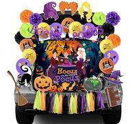 Halloween Trunk or Treat Car Decorations Kit for SUV - Hocus Pocus Witch Sister Backdrop Banner Balloons Trunk or Treat Garage Door Car Decor for Halloween Party Supplies