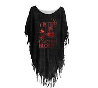 Halloween Tshirt for Women, Horror T Shirt Blood Splatter Print Sweatshirts Women's Shirt Problem Solved Adult Red Bloody Blood T Halloween Clothing for Short Sleeve