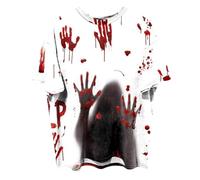 Halloween Tshirt Men Blood Stained T Shirt Men's Halloween Costume 3D Print Problem Solved Bloody Shirts Blood Graphic Plus Size Solid Color Short Sleeve Loose Fit Halloweenn Nights Cosplay Events
