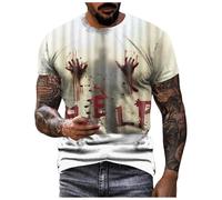 Halloween Tshirt Men Blood Stained T Shirt Men's Halloween Costume 3D Print Problem Solved Bloody Shirts Blood Graphic Lightweight Solid Color Short Sleeve Loose Fit Halloweenn Nights Cosplay Events