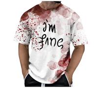 Halloween Tshirts for Men Blood Stained T Shirt, Men's Halloween Costume T-Shirt 3D Print Photo-Realistic Short Sleeve Tshirt for Halloween Cosplay Costume