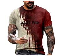 Halloween Tshirts for Men Halloween Clothing, Men's Casual Short Sleeve Tshirt Blood Gothic Horror Tops Crew Neck Tee for Halloween Cosplay Costume
