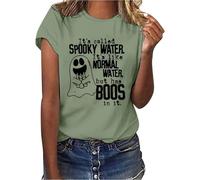 Halloween Tshirts Women Ghost Its Called Spooky Water Like Normal But Has Boos in It Crewneck Short Sleeve Tee Shirt Ladies Tops (AG, M) Halloween Capes for Women