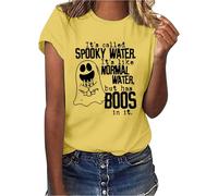 Halloween Tshirts Women Ghost Its Called Spooky Water Like Normal But Has Boos in It Crewneck Short Sleeve Tee Shirt Ladies Tops (Yellow, XL) Halloween Costumes for Women Scary