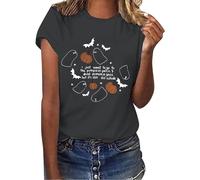 Halloween Tshirts Women I Just Want to Go to The Pumpkinpatch Drink Pumpkin Spice But It's Still 180 Short Sleeve Top Ladies Tops (Grey, L) Womens Witch Halloween Costume