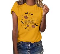 Halloween Tshirts Women I Just Want to Go to The Pumpkinpatch Drink Pumpkin Spice But It's Still 180 Short Sleeve Top Ladies Tops (Yellow, S) Halloween Costumes Adult