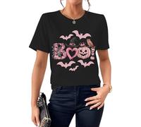 Halloween Tshirts Women,Oversized Pumpkin Witch Hat Print Short Sleeve Graphic Tees | Trendy Basic Top Clothes XXL Black