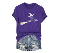 Halloween Tshirts Women Yes I Can Drive A Stick Crewneck Short Sleeve Tee Shirt Funny 2025 Holidays Cute Ladies Tops (Purple, XL) Adult Pumpkin Costumes Women