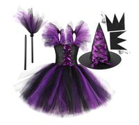 Halloween Tutu Dress, 4 Piece Witch Costume Sets, Girls Cosplay Outfit