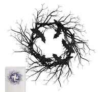 Halloween Twig Wreath Decor - ABS 45 cm Black Branch Design | Artificial Black Twig Wreath Sign Spooky Door Wřeath Gothic Halloween Decoration | for Front Door Garden Courtyard Farmhouse Wall
