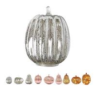 Halloween Twinkle LED Light Pumpkins,Timer Lighted Sparkling Starry Night Glass Pumpkin,Starry Night Pumpkins,Fall Halloween Decorations for Home Bedroom Bathroom Hallway (Silver, Tall Pumpkin)