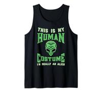 Halloween UFO This is My Human Costume Im Really Alien Funny Tank Top