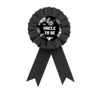 Halloween Uncle to Be Badge Pin, Gothic Skull Best Uncle Ever Button Pin, Black Rosette Skeleton Baby Shower Award Ribbon Button for Men, Gender Reveal/Pregnancy Announcement Party Supplies