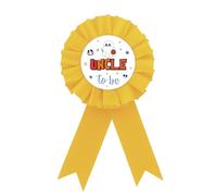 Halloween Uncle To Be Tinplate Badge Pin, Halloween Baby Shower Button Pin, Little Boo Best Uncle Ever Pin, Yellow Rosette Badge Pin for Ghost Gender Reveal, Halloween Themed Baby Is Brewing Party