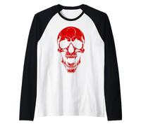 halloween undead vampire skull scary monster red goth spooky Raglan Baseball Tee