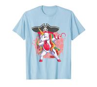 Halloween Unicorn Dabbing Pirate Lover Rainbow Pirate T-Shirt, Men, Baby Blue, Medium