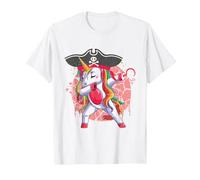Halloween Unicorn Dabbing Pirate Lover Rainbow Pirate T-Shirt, Men, White, 4X-Large