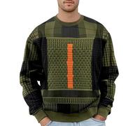 Halloween Unisex Adults Christmas Red White Green Striped Knitted Jumper - Xmas Elf Party Fancy Dress Sweater Top Plus Size Outwear Christmas Polo Shirts Mens (12-Army Green, XXXL)