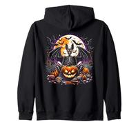 Halloween Vampire Bat Skeleton Creepy Pumpkin Jack o Lantern Zip Hoodie