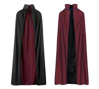 Halloween Vampire Cape,Unisex Reversible Stand Collar Cloak,Cosplay Masquerade Costume (Wine Red, Large - 150cm/59" for adults)