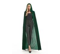 Halloween Vampire Capes,Velvet Hooded Cloak for Women & Men,Masquerade Party Robe Cosplay Costumes for Adult (150cm/59inch, Green)