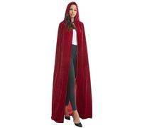 Halloween Vampire Capes,Velvet Hooded Cloak for Women & Men,Masquerade Party Robe Cosplay Costumes for Adult (150cm/59inch, Red)