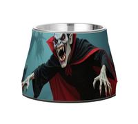 Halloween Vampire Creepy Dogs Food Water Bowl with Stand Stainless Steel Metal Pets Bowls for Loving Pet Whisker Relief platos de comida para perros