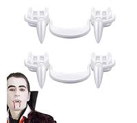 Halloween Vampire Fangs, 2 Pairs Retractable Vampire Tooth, No Gum Irritation Reusable Vampire Teeth for Kids Adults Halloween
