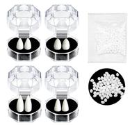 Halloween Vampire Fangs, Vampire Teeth Kit 4 Sizes Fangs Teeth with 1 Tube Teeth Pellets Adhesive for Cosplay Party Props Halloween Party Fangs