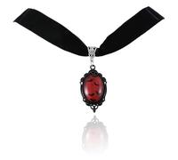 Halloween Vampire Jewelry for Women Gothic Victoria Velvet Choker Purple Vampire Guest Necklace Red Black Rose Red Crystal Gem Necklace Vintage Raven Bat Necklace Blood Red Vampire Jewelry Goth