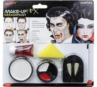 Smiffys Make-Up FX, Vampire Kit, White & Red Facepaint, Fangs, Blood Tube & Applicator, Cosmetics and Disguises Fancy Dress, Vampire Dress Up Cosmetics & Disguises., World Book Day