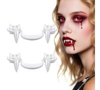 Halloween Vampire Teeth, 2 Pair Retractable Halloween Vampire Fangs for Kids Adults, Telescopic Teeth Fangs for Halloween Carnival Cosplay Party Prom Dress Up