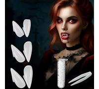Halloween Vampire Teeth, 3 Pairs Horror False Teeth Vampire Fangs for Halloween Cosplay Props Party Favors, 17mm,15mm,13mm
