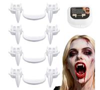Halloween Vampire Teeth, 4 Pairs Retractable Halloween Vampire Fangs Kids Adults, Realistic Vampire Teeth, Fake Fangs, Reusable Vampire Fangs Teeth for Halloween Party Cosplay